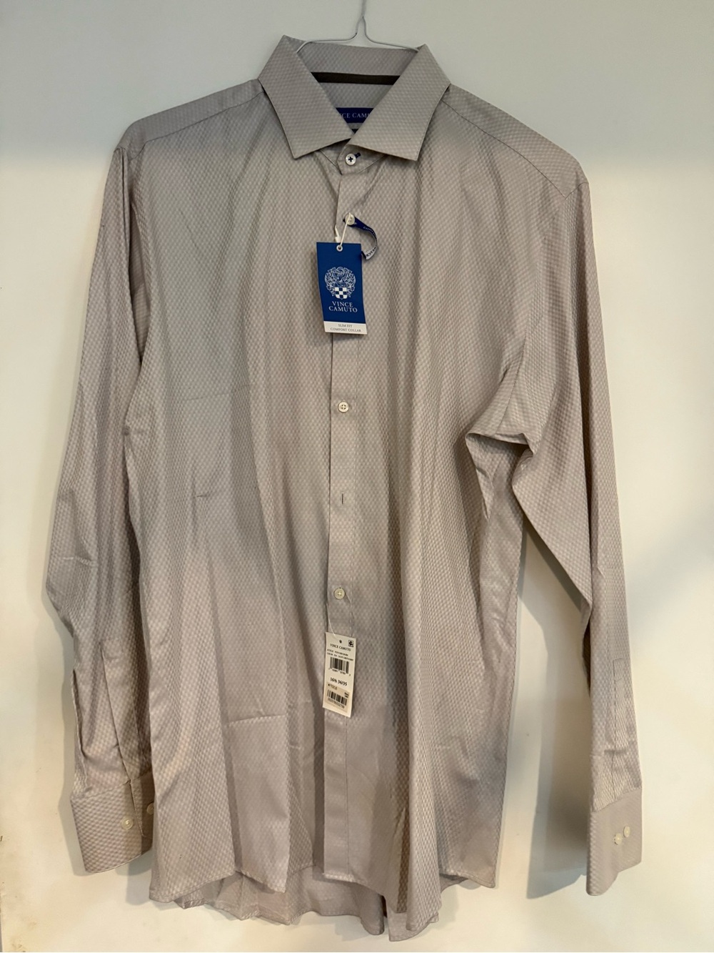 Vince Camuto Men's Light Gray Micro-Pattern Dress Shirt